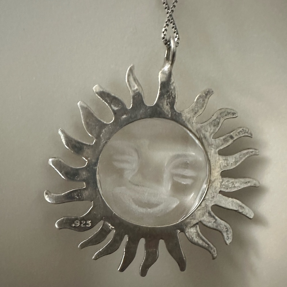 Radiant Silver Sunburst Pendant Necklace - Picture 5 of 7